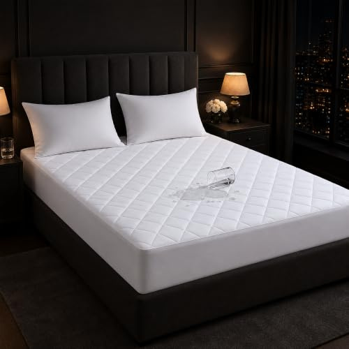 Small Double Mattress Protector Hotel Quality - Extra Deep 40cm Elasticated Skirt,100% Microfibre Fitted Quilted Mattress Protector Bed Cover Soft & Breathable for Comfortable Sleep, Anti-Allergy