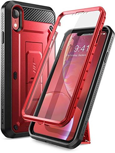 SUPCASE Unicorn Beetle Pro Series Full-Body Rugged Holster Case with Kickstand for 6.1-Inch Apple iPhone XR (2018 Release), Metallic Red