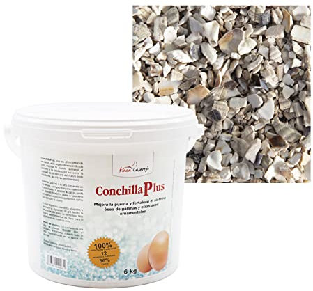 FINCA CASAREJO CONCHILLA Plus 6Kg - Conchilla de ostra para gallinas - Mejora Calidad del Huevo, Previene carencias nutricionales, Facilita digestión del Ave (Ref. XCP6)