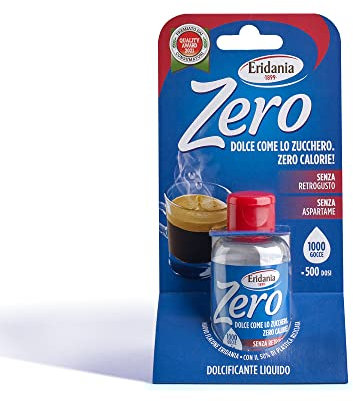 Eridania Zero - Dolcificante Liquido, Comodo Flaconcino da Portare con Te, 500 Dosi, 2 Gocce Equivalgono ad 1 Dose, Comodo Tappo Salvagocce Apri&Chiudi Integrato, 50 ml, 1 pezzo
