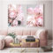 xwwnzdq 2 stück nordischen Stil rosa Pfingstrose wandkunst leinwand Poster drucken Blume malerei Dekoration Bild für Wohnzimmer dekor 50x70 cmx2 Mit Rahmen