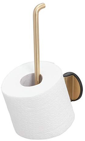 Tiger Tune Reserverollenhalter, Montage ohne Bohren dank integrierter Klebefolie, optional Befestigung zum Schrauben, Messing gebürstet/Schwarz, 54 x 230 x 94 mm