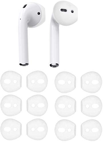 JNSA AirPods Ohrpolster, Hülle, 12 Stück, 6 Paar, ultra-dünn, rutschfeste Silikon-Hülle, kompatibel mit 2 und 1 EarPods, Apple and AirPods1, Weiß, Stück.