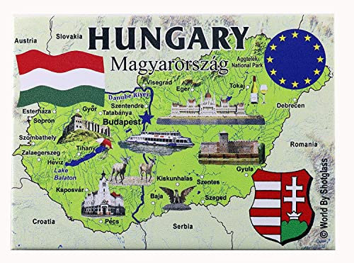 Kühlschrankmagnet, Ungarn, EU Serie, Souvenir, 6,3 x 8,9 cm
