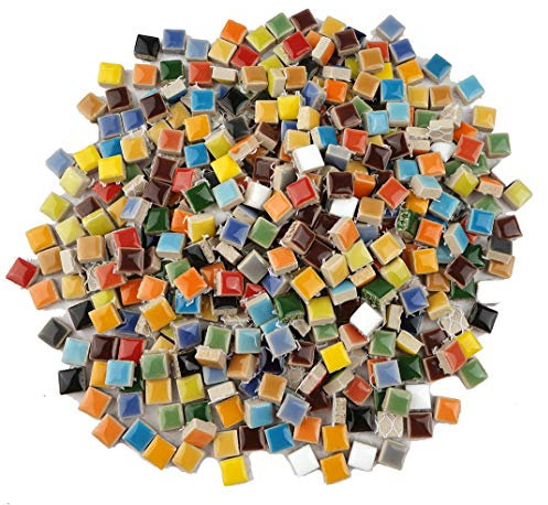 Lanyani Bunte Keramik-Mosaikfliesen zum Basteln, 1,27 cm quadratische, glasierte Porzellan-Fliesen für Mosaiken, deckt 3 m² ab