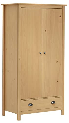 vidaXL Pin Solide Garde-Robe à 2 Portes Armoire à Vêtements Armoire de Rangement Organisateur Chambre à Coucher Maison Intérieur 89x50x170 cm