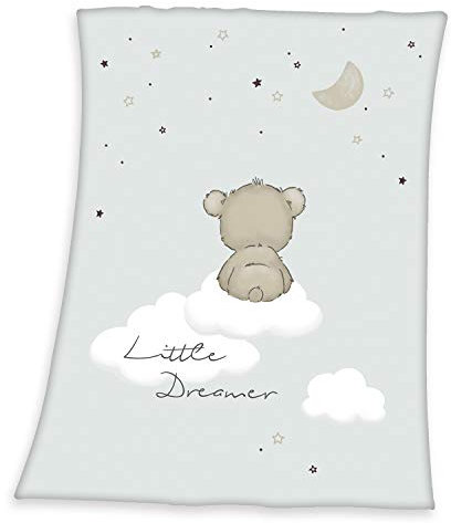 Herding Babydecke, Little Dreamer Motiv, 75 x 100 cm, Polyester, Grau