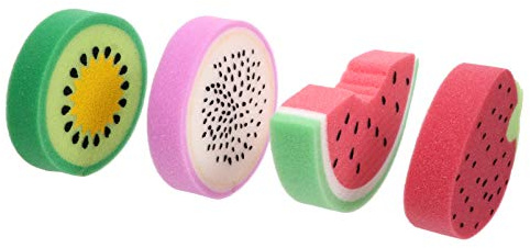 Luxshiny 4Pcs Obst Kinder Duschbürsten Baby Bad Ball Dusche Schwamm Pitaya Wassermelone Erdbeer Kiwi Scrubbers für Baby Kleinkind Kinder Baden