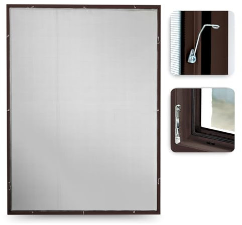 Rollmayer Fliegengitter Alurahmen Fliegenschutz Insektenschutz Braun, Anthrazit oder Weiß als Selbstbausatz (Braun - 80 x 100 cm - BxH)