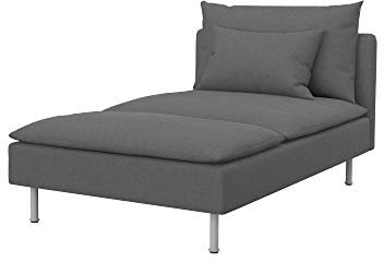 Soferia Kompatible Ersatzbezug fur SODERHAMN Recamiere, Stoff Elegance Metal Grey (FLECKENBESTÄNDIG, WASSERABWEISEND und Kratzfest), Grau