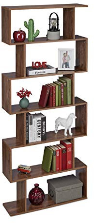 Relaxdays Bücherregal, 6 Fächer, HBT: 190,5 x 80 x 23 cm, modernes Design, Holzoptik, Standregal Wohnzimmer, Büro, braun