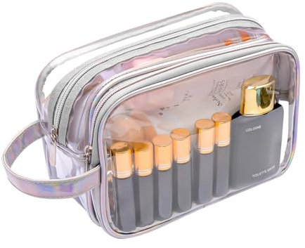 Lermende Reise Kosmetiktasche Große Make up Bag, Doppellagige Kosmetik Organizer Tasche Kulturtasche zum Aufhängen, Laser-Kosmetiktasche Kulturtasche Waschtasche zum Aufhängen für Damen und Mädchen