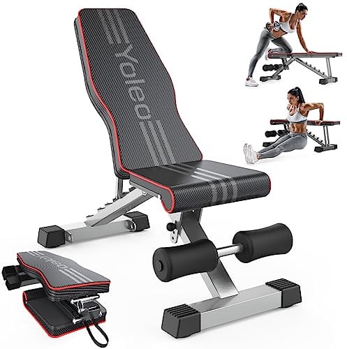 YOLEO Adjustable Weight Bench for Home Gym, ASTM-Certified 827LBS, 98% Pre-Assembled, Foldable Gym Bench with 84 Positions Incline Decline Flat, Wider Seat