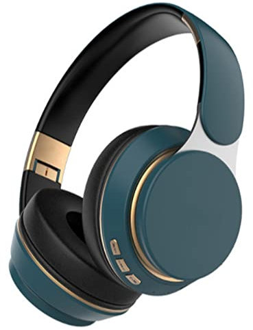 Cuffie Bluetooth da sopra l'orecchio,cuffie wireless per adulti e DJ con cancellazione attiva del rumore,con 20 ore di riproduzione e auricolari in memory foam,per DJ/TV/PC/telefono (blu)