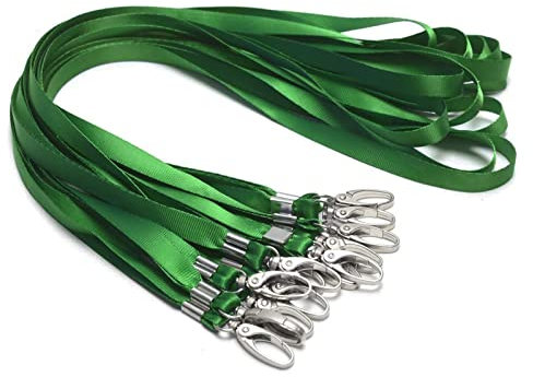 Muka 50 Stück Schlüsselbänder für Ausweise Grün Nylon Lanyards Umhängeband Schlüsselband mit Drehbarem Metallclip für ID-Karten Abzeichen