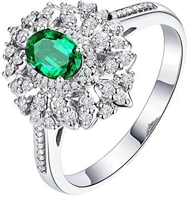 Dsnyu 18K Weißgold Freundschaftsringe Beste Freundin 1ct Labor Erstellt Smaragd Moissanite Freundschaftsringe Weissgold 49 (15.6)