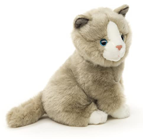 Uni-Toys - Katze grau, sitzend - 21 cm (Höhe) - Plüsch-Kätzchen - Plüschtier, Kuscheltier