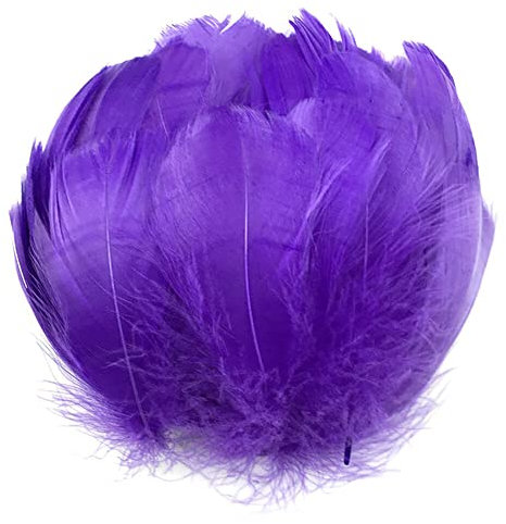 Uposao 200 Stück Natur Gänsefedern, 6-12cm Natürliche Naturfedern Gänsefedern zum Basteln DIY Deko Federn für DIY Traumfänger Ohrringe Karneval Fasching Kostüm Verzierungszubehör,Lila