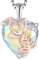 YL Collier Rosé Cœur Argent 925 taillé Oxyde de Zirconium Arc-en-ciel Blanc Rosé Pendentif pour Femme