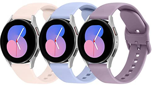 3 Pack Samsung Galaxy Watch 5 Compatible Straps, 40mm/44mm & 45mm, 20mm Adjustable Silicone Sport Bands for Women & Men
