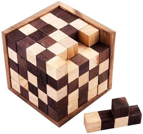 Engelhart – 350190-125 Cubes Holz-Denkspiel Schwierigkeitsgrad schwierig für Erwachsene – 25 Teile – Lösung im Spiel – 14 x 14 x 14 cm