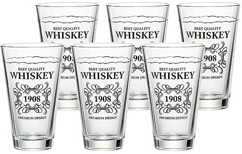 Ritzenhoff & Breker Spirits Whisky Becher 6er Set, 330 ml, Longdrinkgläser mit Spirituosen-Druck, Klassische Trinkgläser, Spülmaschinengeeignet