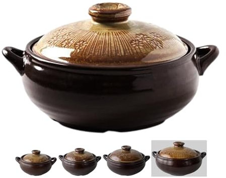 BALWOO Koreanischer Topf [Buncheong] Schlammglasur, Steingut, Ttukbaegi, natürlicher Keramik-Ton, Kochtopf, Kasserolle, hitzebeständiger Keramik-Topf, irdener Topf, Zero-Crack-Steinschale, Suppentopf,