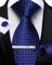 DiBanGu Formelle Herren Blau Krawatte Seide Dunkelblaue Krawatte und Einstecktuch Manschettenknöpfe Krawattenklammer Geschenkbox-Set für Smoking Hochzeit Party
