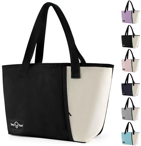 Aebor Lonchera para mujeres y hombres, reutilizable, de gran capacidad, a prueba de fugas, con bolsillo frontal para el trabajo, oficina, picnic o viajes (negro)