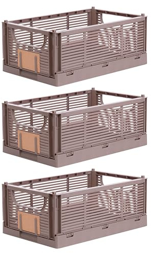 Brandsseller Caja plegable XL Juego de 3 Cesta de la Compra robusta Cesta de Transporte apilable Caja de Almacenaje - Marrón