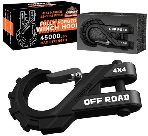 AUTOBOTS 3/8 Winch Hook Max 45,000 Lbs, Heavy Duty ATV Winch Hook with Safety Latch for ATV UTV SUV Trailers，Tow Winch Accessories for Synthetic Rope Winch Cable Black