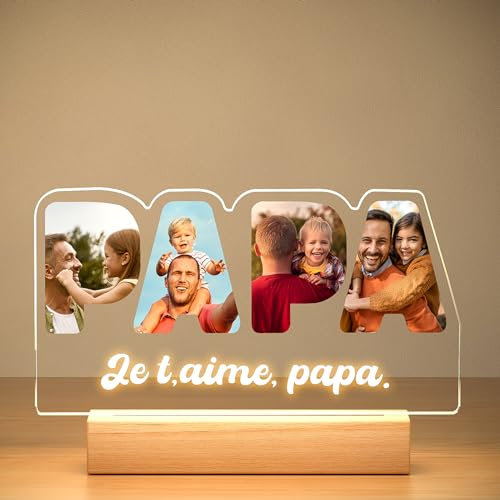 KoxSmar Cadre Photo Personnalisé, Cadre Personnalisé avec Photo, Cadre Photo Personnalise, Cadeau Anniversaire Papa, Cadeau Papa Personnalisé