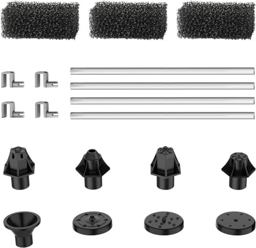 Yzert Solar Fountain Attachment Set, 8 DIY Effects Nozzle & 4 Fixers & 3 Filter Sponges, Can Be Used on Various Solar Floating Solar Pond Pump Pump