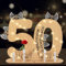 50 Geburtstag Mann und Frau,Geldgeschenke Geburtstag 50 Alles Gute mit LED Lichterkette,Holz Geburtstags-Gästebuch 50.Geburtstag Deko,Coole Geschenkideen zum 50. Geburtstag für männer Tischdeko.