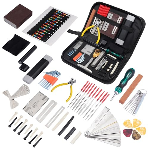 72Pcs Guitar Tool Kit, Guitar Repair Kit, Guitar Setup Kit, Professional Guitar Repairing Maintenance Tool Kit for Luthier Beginner, Guitar Accessories for Acoustic Guitar Ukulele Bass Banjo