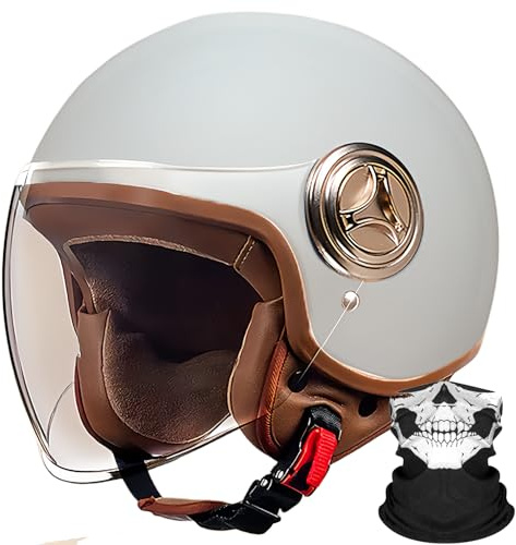 DOT-Geprüfter Süßer 3/4-Motorradhelm Für Kinder, Vintage-Scooter-Helm Für Kinder Mit Visier, Go-Kart-Dirt-Bike-ATV-Helm Für Jungen Und Mädchen, Verstellbarer Elektromotorradhelm