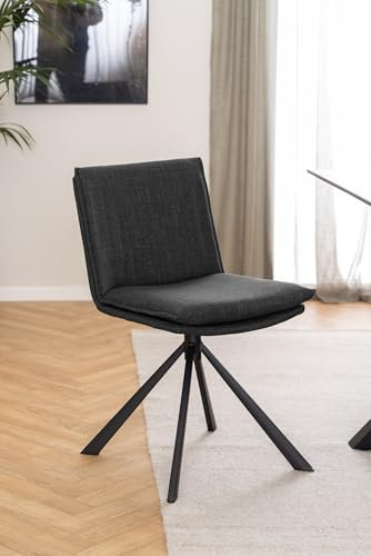 möbelando Esszimmerstuhl >Flynn< Sternfuß schwarz, Drehfunktion, in Grau, Stoff - 47x85x59cm (BxHxT)