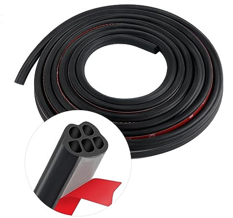 5M Auto Türdichtung Selbstklebend,B-Förmig Super Schalldicht Auto Gummidichtung für Tür Motorhaube Kofferraum,Doppelte Lage Gummi Dichtungsband Auto Zubehör für SUV Auto LKW (5M)