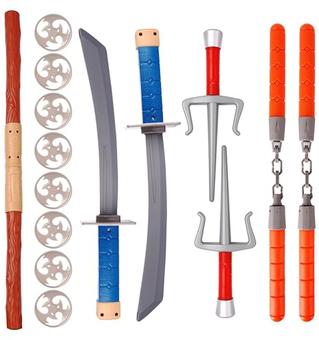 Sepco 15PCS Ninja Warrior Toy Weapons Role Play Set for Children Pretend Play Battles Dress up Party Photo Booth Props