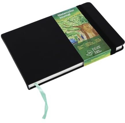 tumuarta Aquarell Skizzenbuch, 300g, 25% Baumwolle, 14x21 CM, 24 Blatt, 48 Seiten, Säurefrei, Aquarellbuch, Mixed Media Aquarellpapier Block Ideal für Aquarell, Acryl (Schwarz, 21x14 CM)