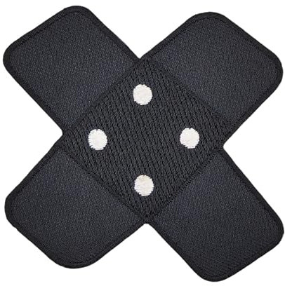 Pflaster Kreuz Schwarz Aufnäher zum aufbügeln oder aufnähen Bügelbild Aufbügler für Kleidung gestickter Bügelflicken Applikation Bügelpatch Flicken Hosenpflaster Patch Größe 7,5 x 7,0 cm