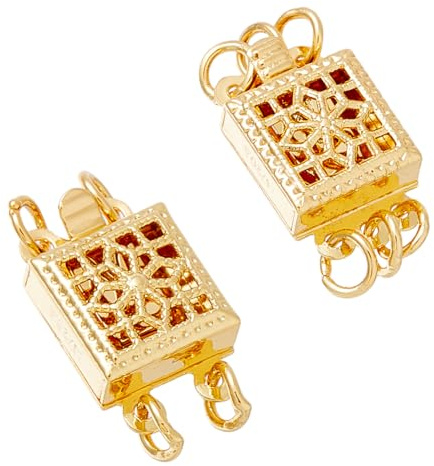 Hobbspring 2 Stück Mehrere Ketten Layering Verschluss 2/3 Stränge Ketten Layering Verschluss 14 Karat Vergoldete Separator Halsketten-Schichtverschluss-Trenner für Halskettenfundstücke
