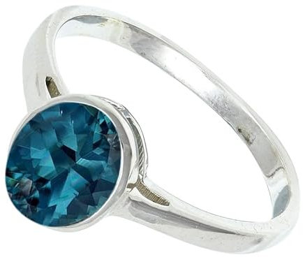 JEWELFORCE 925 Sterling Silber London Blue Topas Lab Grown Edelstein Ring Herren Damen Steinbandring Alle Größen Ring Handgefertigter Schmuck JSR-1156AT_58 (18.5)