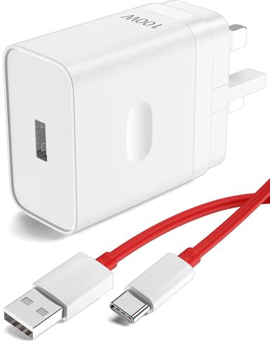 ACOCOBUY Super vooc 100W Power Adapter for OnePlus 13/13R/12R/11/Nord 5/4/3/CE 5 4 3 Lite 10 9 8 USB Plug Charger Type A Wall Charger Fast Charger 1m USB C Cable for Oppo A80 A60 A40 Reno 14F 13F 12FS