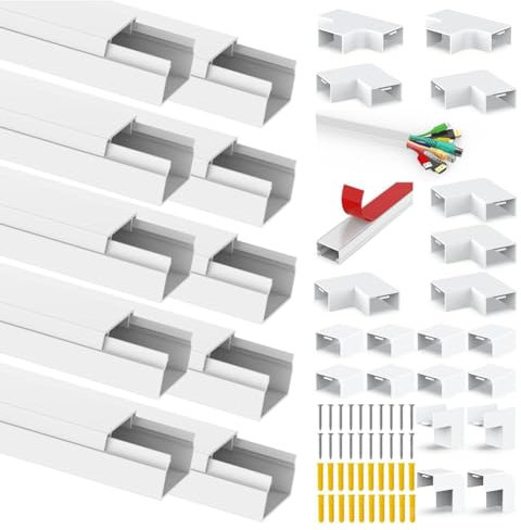 JNJOOD Kit pasacables autoadhesivo organizador cables TV, 10 unidades x 0,4 m, pasacables para cables pasacables
