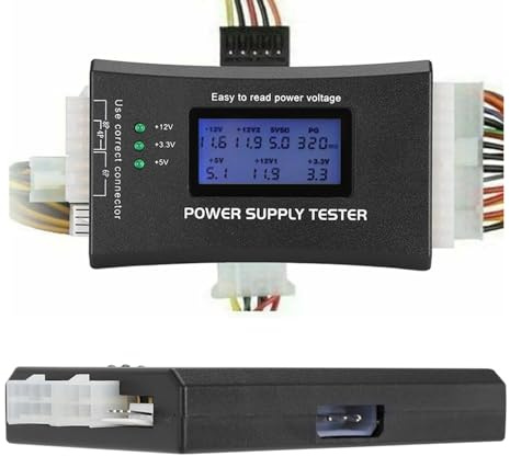 Jectse 20/24 4/6/8 Pin Computer PC Power Supply Tester, Power Detector with LCD Display, for ATX, BTX, ITX, TFX, PCI E, SATA