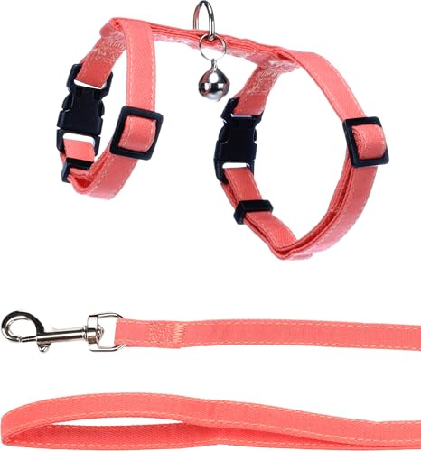 Flamingo Harnass mit Leine für Kätzchen Lomi Zartrosa – A: 15-22cm, B: 20-30cm, C: 120cm x 10mm x 2mm, Elegant, Sicher und Stilvoll