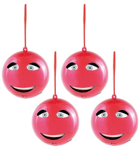 infactory 4er-Set singende Weihnachtsbaumkugeln in rot, Batteriebetrieb, Ø 10 cm