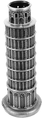 UPKOCH Schiefer Turm Von Pisa Statue Aus Metall Miniatur Modell Mit Zeitlosem Silber-Finish Italien Souvenirfigur Für Schreibtisch Und Regaldekoration Architektur-dekor