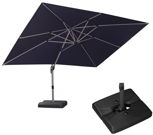 PURPLE LEAF Sombrilla voladiza de exterior Champagne con poste Champagne, sombrilla de jardín exterior suspendida de aluminio para piscina, jardín, terraza,, gris, 3 X 4 m
